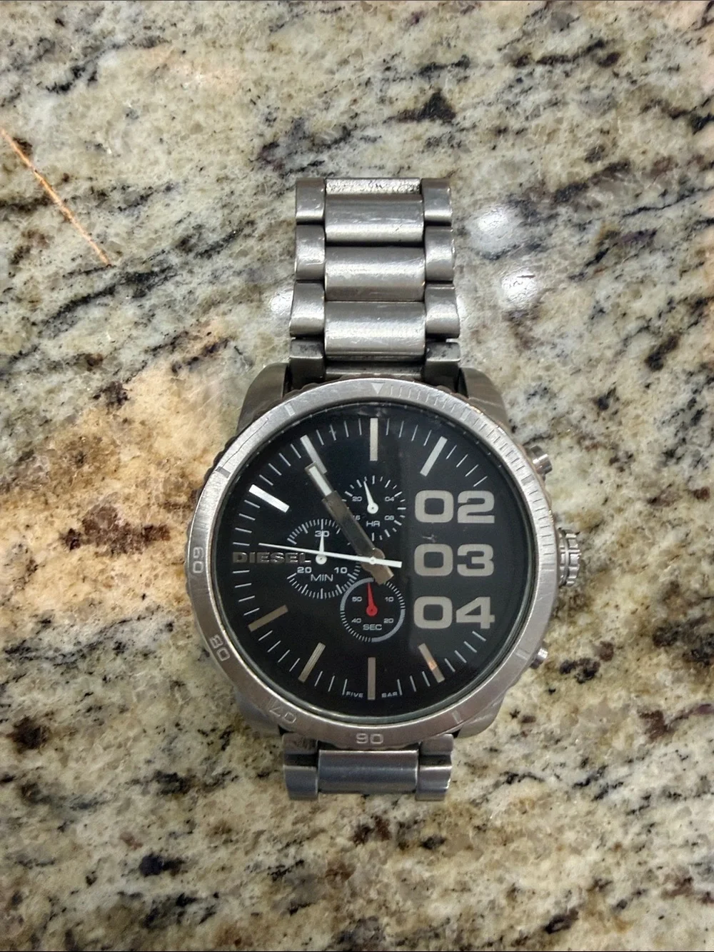 Diesel Silver-Tone Bracelet Black Dial Chronograph Watch